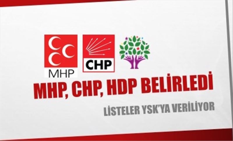 MHP, CHP, HDP belirledi