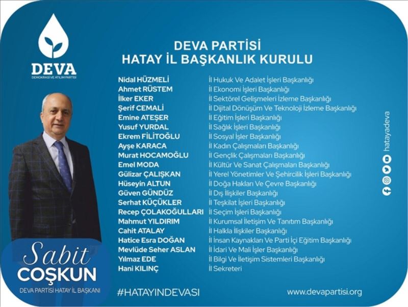 DEVA´dan 21 kişilik İl Başkanlık Kurulu